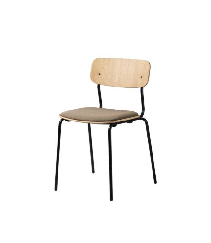 FDB Møbler J182 Holmen Stablestol 79,5x50 cm - Sort stål, Eg, Taupe 