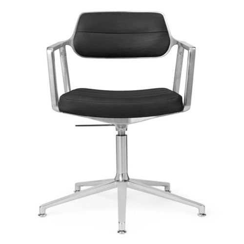 Vipp 453+ Swivel Stol u. Hjul - Aluminium/Sort Læder 