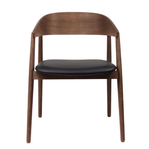 Andersen Furniture AC2 Stol  H: 74 cm - Bøg Røget Lak/Sort Læder 