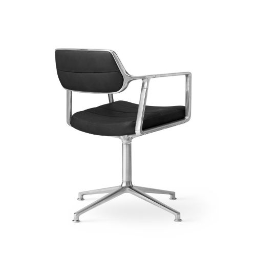 Vipp 453 Swivel Stol u. Hjul - Aluminium/Sort Læder 