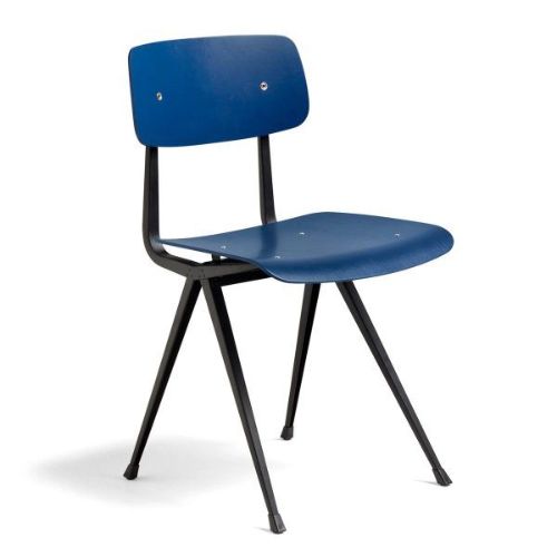 HAY Result Spisebordsstol  - Black Powder Coated Steel/Dark Blue Lacquered