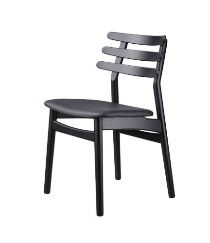FDB Møbler J48 Stol Poul M. Volther Siddehøjde: 46 cm - Sort Læder/Sort Eg