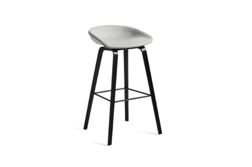 HAY AAS33 Barstol High SH: 75 - Black Lacquered Oak / Divina Melange 120/ Steel Footrest 