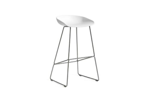 HAY AAS 38 Barstol High  - Stainless Steel/White