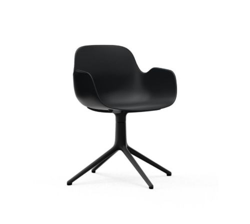 Normann Copenhagen Form Drejestol m. armlæn  - Sort/Sort Aluminium