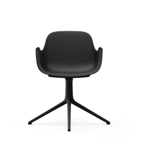 Normann Copenhagen Form Drejestol m. armlæn  - Sort/Sort Aluminium