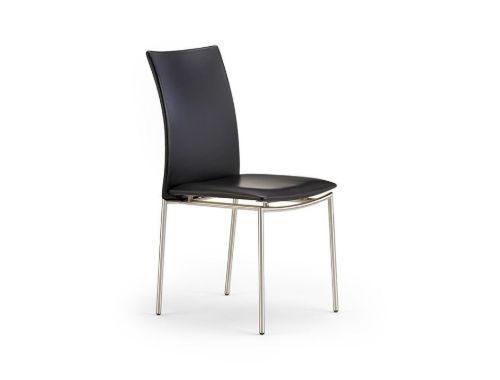 Skovby SM58 Spisebordsstol H: 92 cm - Børstet Stål/Sort Læder 100