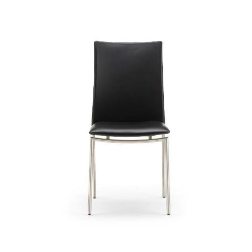 Skovby SM58 Spisebordsstol H: 92 cm - Børstet Stål/Sort Læder 100