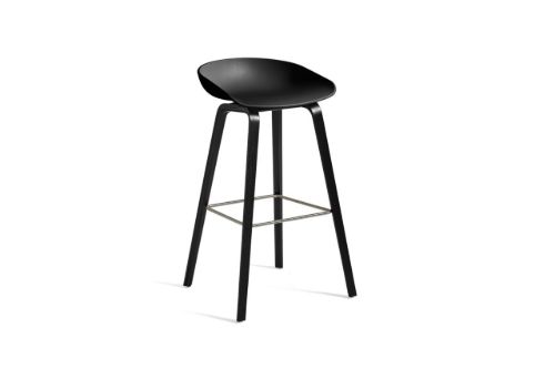 HAY AAS32 Barstol High  - Black Stained Oak Veneer / Black / Footrest Stainless Steel
