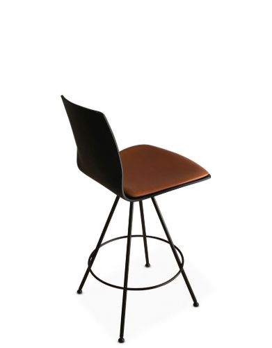 Skipper Spike Slim Barstol m. Ryglæn SH: 66 cm - Sort Eg/Dark Brown Vacchetta Læder