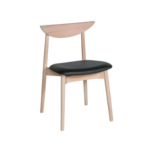 Haslev Symphony Spisebordsstol SH: 45 cm - Hvidolieret Eg / Sort Læder