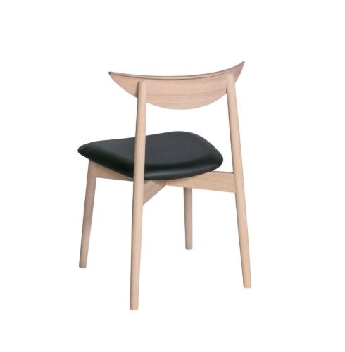 Haslev Symphony Spisebordsstol SH: 45 cm - Hvidolieret Eg / Sort Læder