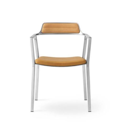 Vipp 451 Stol SH: 44,5 cm - Alu/Sand læder