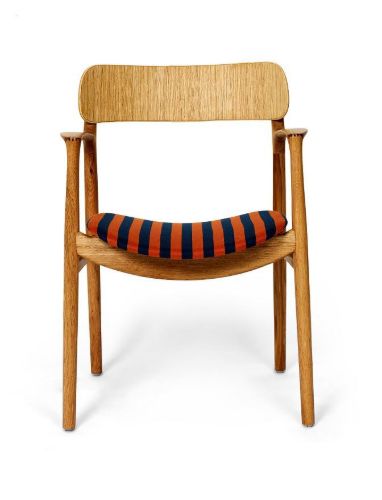 Bent Hansen Asger Stol M. Polstring H: 80 cm - Eg,Olieret / 22-140/112 Orange