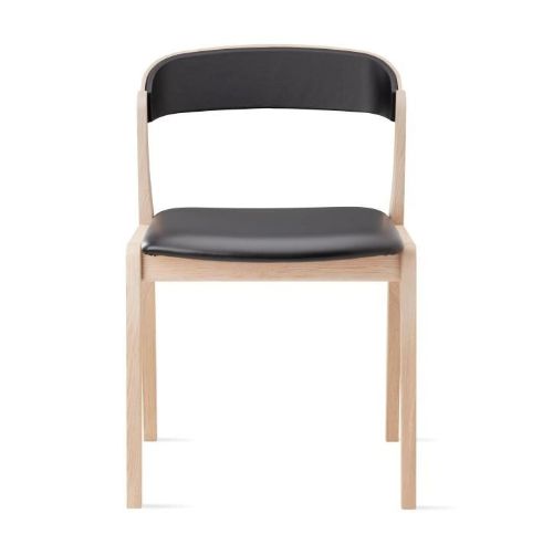 Skovby SM826 Spisebordsstol H: 77 cm - Hvidolieret Eg/Sort Læder