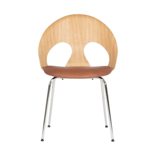 Vermund VL1100 Spisebordsstol SH: 46 cm - Krom/Olieret Eg/Sierra Cognac Læder