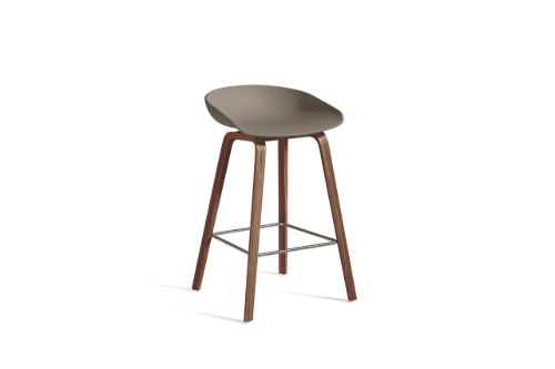 HAY AAS 32 Barstol Low SH: 65 cm - Lacquered Walnut Veneer/Khaki