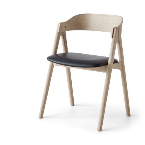 Findahl by Hammel METTE Spisebordsstol SH: 45 cm - Ubehandlet Eg/Sort Sydney Læder
