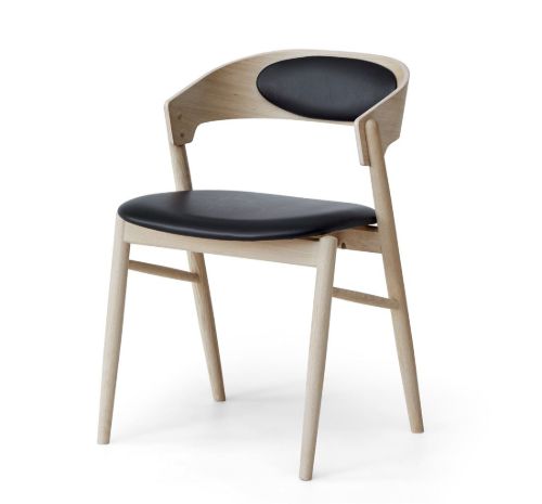 Findahl by Hammel SPRINGER Spisebordsstol M. Rygpolstring SH: 47 cm - Sæbebehandlet Eg/Sort Sydney Læder