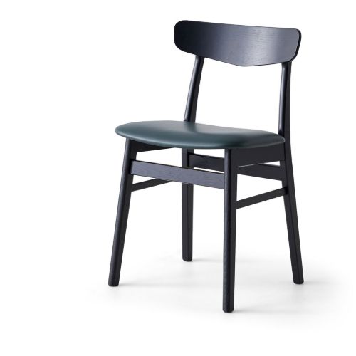 Findahl by Hammel MOSBØL Spisebordsstol SH: 47 cm - Sortlakeret Eg/Grøn Sydney Læder