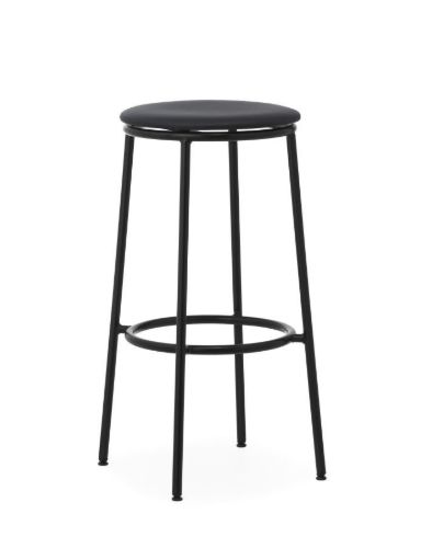 Normann Copenhagen Circa Barstol Polstret H: 75 cm - Ultra Læder Sort 41599