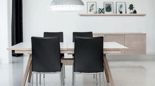 Skovby SM58 Spisebordsstol H: 92 cm - Børstet Stål/Sort CC Læder