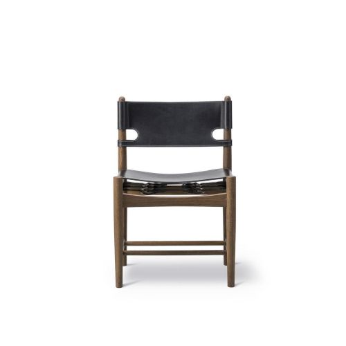 Fredericia Furniture 3237 Den Spanske Spisebordsstol SH: 46 cm - Sort Læder/Røget Eg
