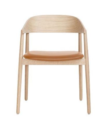 Andersen Furniture AC2 Stol SH: 43,5 cm - Eg Hvidpigmenteret Lak/Cognac Læder