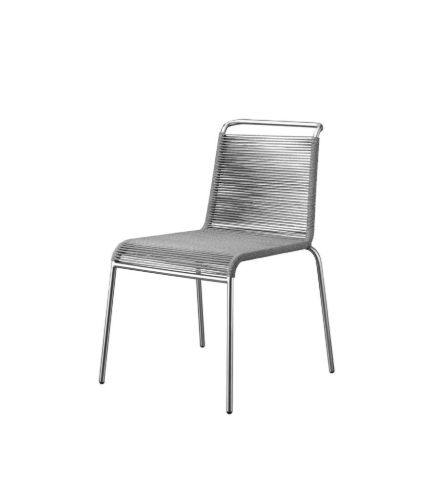 FDB Møbler M20 Teglgård Snorestol 87x54x65 cm - Rustfrit Stål/Lysegrå Meleret