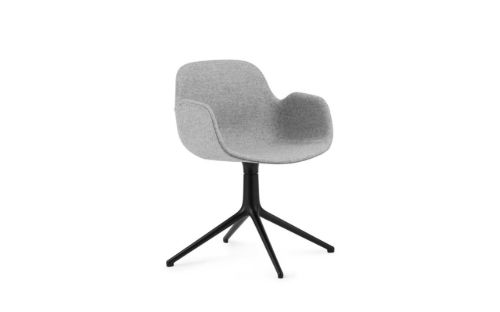 Normann Copenhagen Form Drejestol m. armlæn SH: 44cm - Partner Grey/Sort Aluminium