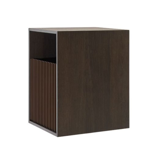 Vipp 672 Bedside Table H: 48 cm - Mørk Egetræ/Aluminium 