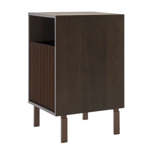 Vipp 672 Bedside Table w. Legs H: 48 cm - Mørk Egetræ/Aluminium 