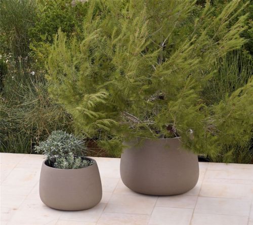 Cane-line Outdoor Soil Plantekrukke Rund Large - Glasfiber/Taupe