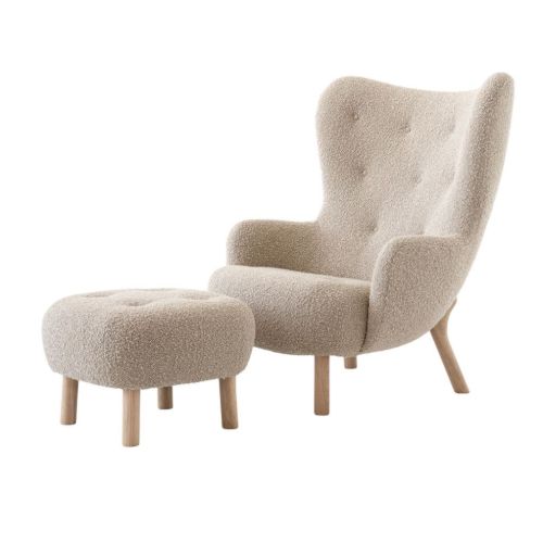 &Tradition Petra VB3 Lounge Chair & Pouf  - Oiled Oak/Karakorum 003