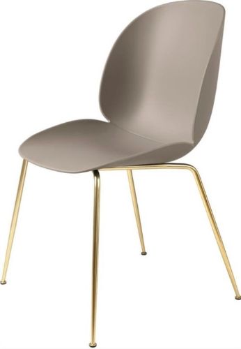 GUBI Beetle Dining Chair Conic Base - Brass Base / New Beige Shell 