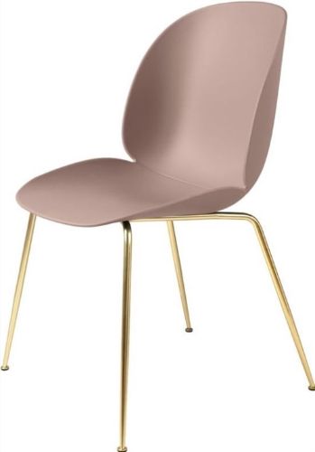 GUBI Beetle Dining Chair Conic Base - Brass Base / Sweet Pink Shell 