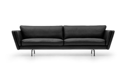 Mogens Hansen MH GRASP L Sofa L: 223 cm - Sort Baltique Luksuslæder/Runde ben i Børstet Stål