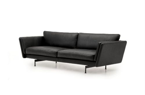 Mogens Hansen MH GRASP L Sofa L: 223 cm - Sort Baltique Luksuslæder/Runde ben i Børstet Stål