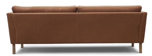 Mogens Hansen MH 2301 3-personers Sofa (2-delt) L 222 cm - Gefion Semianilin Læder/Cognac nr. 15/Sæbebehandlet Eg
