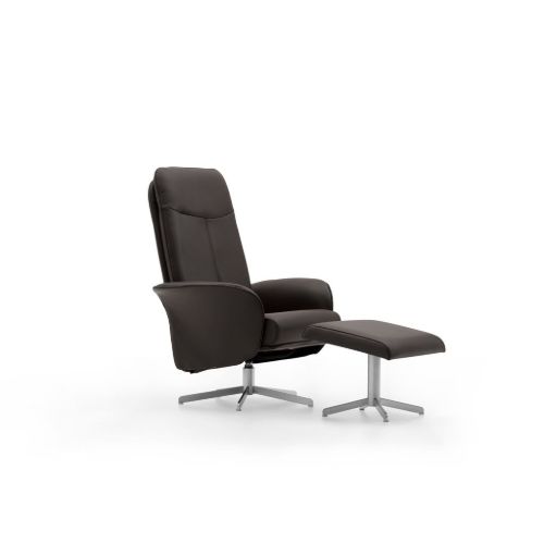 Mogens Hansen Resto AIR Fodskammel H: 40 cm - Sort Preston Læder/Sort Sokkel