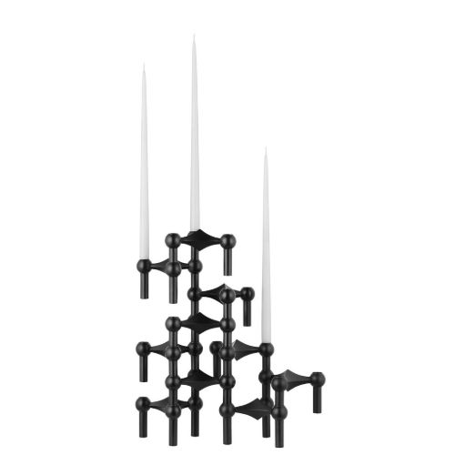 STOFF Nagel Candle Holder Set of 3 H: 6,5 cm - Black