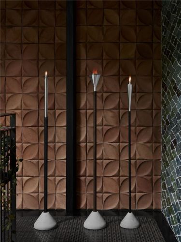 Blomus Orchos Garden Torch With Wooden Pole H: 145 cm - Stainless Steel Polished