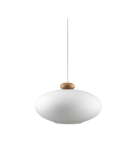 FDB Møbler U3 Hiti Pendel m. Hvid Ledning Ø: 40 cm - Lakeret Eg/Opal Glas