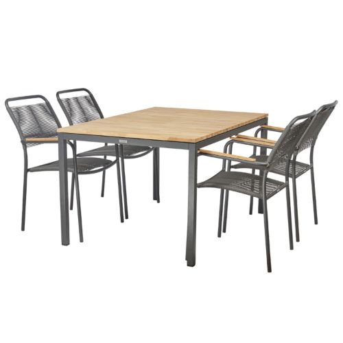 Mandalay Havemøbelsæt Toscana Havebord L: 132 cm og 4 Stk. Verona Havestole - Antracit 