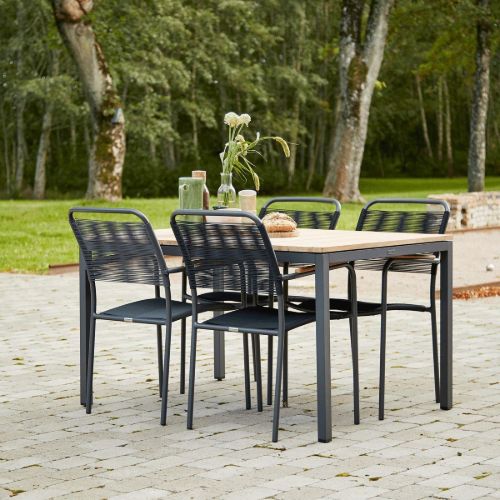 Mandalay Havemøbelsæt Toscana Havebord L: 132 cm og 4 Stk. Verona Havestole - Antracit 