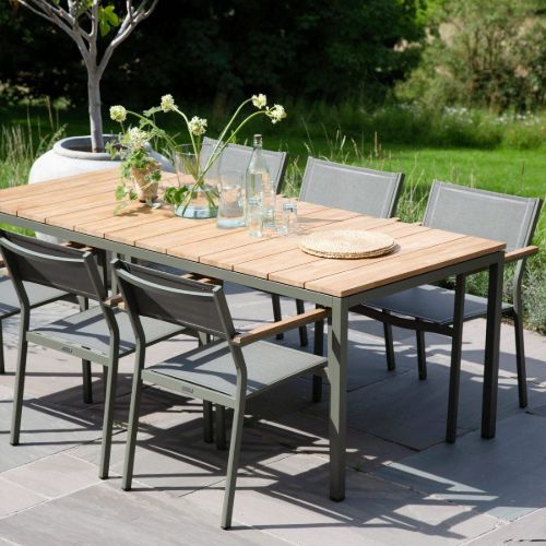 Mandalay Havemøbelsæt Toscana Havebord L: 197 cm og 6 Stk. Elba Havestole - Olivengrøn 