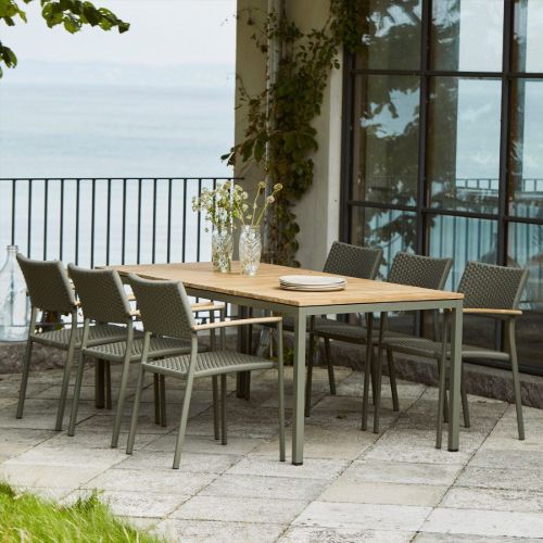 Mandalay Havemøbelsæt Toscana Havebord L: 197 cm og 6 Stk. Siena Havestole - Olivengrøn 