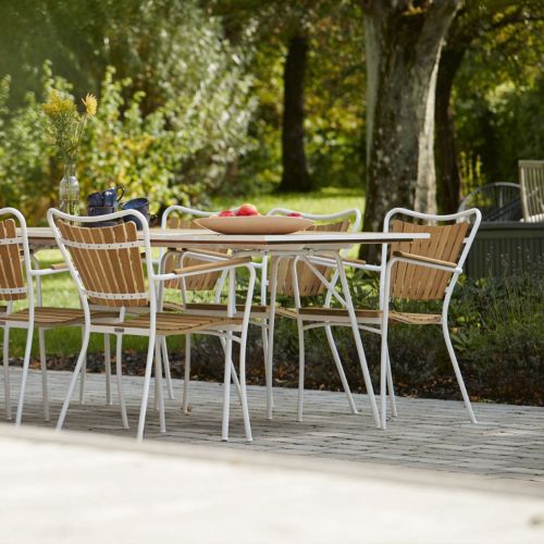 Mandalay Marguerit Havebord L: 200 cm - Teak/Hvid