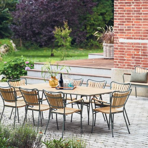 Mandalay Marguerit Havebord L: 200 cm - Teak/Olivengrøn