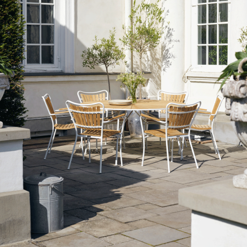 Mandalay Marguerit Havebord Ø: 140 cm - Teak/Hvid